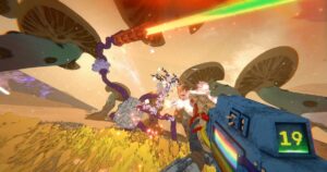 Read more about the article Devolver Digital reveals Mycopunk, a FPS where you're a robot nobody wants trying to not get killed by fungus