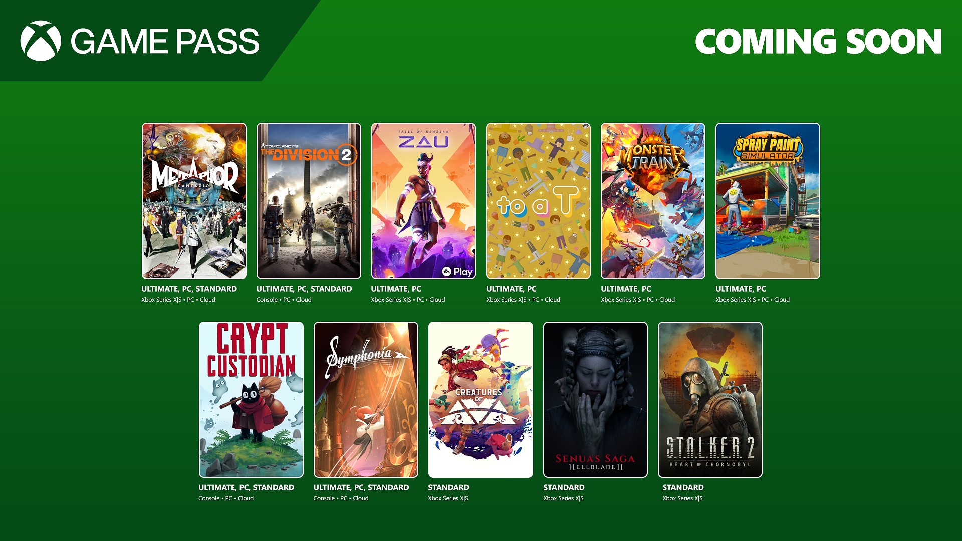 Read more about the article Coming to Game Pass: Metaphor ReFantazio, The Division 2, Tales of Kenzera: Zau, and More