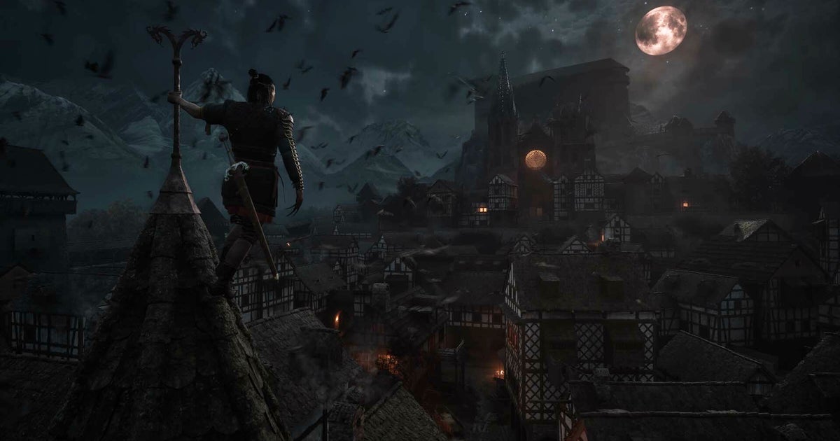 You are currently viewing The Blood of Dawnwalker, former Witcher 3 devs' vampire RPG, shows off a guy being blood explosioned by a flying old lady