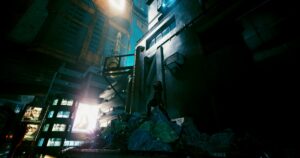 Read more about the article This Cyberpunk 2077 mod literally called "Weeee" lets you leave your flat via a big slide like a trash Batman