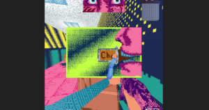 Read more about the article In acid-bright office shooter Gossamer Matrix you have to reload while managing a deskful of junk