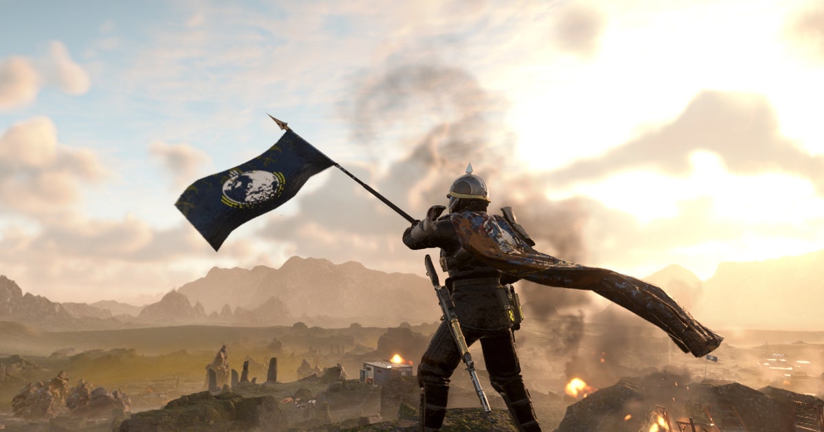 You are currently viewing Helldivers 2's latest patch lets you impale baddies with flags, as the bots take aim at the Democracy Space Station